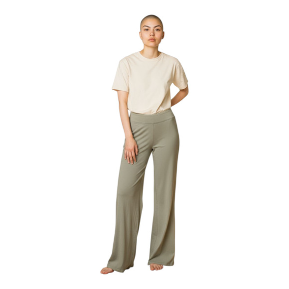 Free People Movement Wide Leg Lounge Pants Size Large Green Cotton Stretch Yoga - Picture 1 of 9